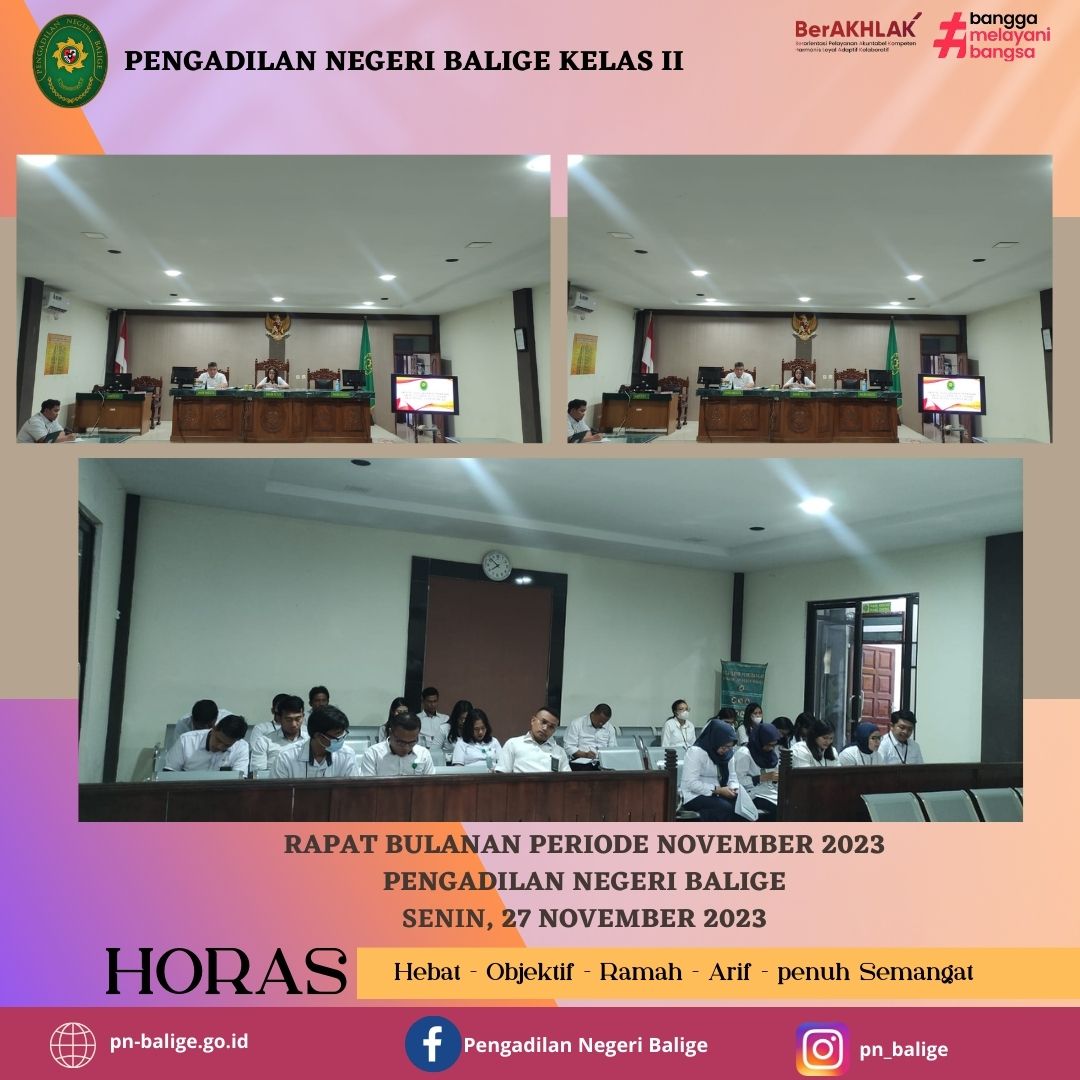 Rapat Bulanan periode NOVEMBER 2023 PENGADILAN NEGERI BALIGE SENIN, 27 NOVEMBER 2023
